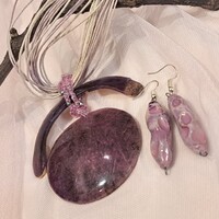 Tribál  kézzel  készített törzsi nyakék és fülbevaló 7 cm-es