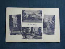 Képeslap,Pákozd,Kisfalud kastély,templom,emlékmű,park látkép,részlet,1956-