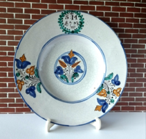 HABÁN KERÁMIA NAGY MÉRETŰ FALI DÍSZ TÁL,MÚZEUMI MÁSOLAT ,JELZETT