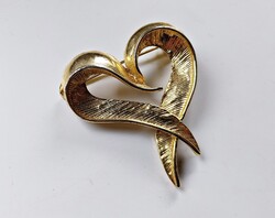 Retro aranyozott szív bross