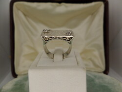 Art deco brilles fehérarany sportgyűrű