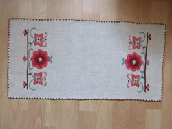 RÉGI, VÁSZON, HÍMZETT, ASZTALTERÍTŐ..ALKUKÉPES!