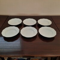 6 db Fehér Herendi porcelán gyerek mély, leveses tányér készlet