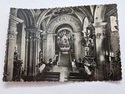 TIHANY Apátsági templom belseje fekete-fehér régi képeslap Foto:Dollinger