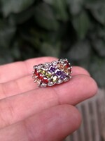 Szépséges ametiszt, citrin, gránát, olivin köves ezüst gyűrű