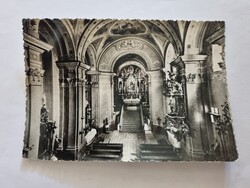 TIHANY Apátsági templom  belseje fekete-fehér régi képeslap 1959