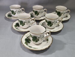 Hollóházi Arany Tokaj 6 személyes mokkás, kávés készlet