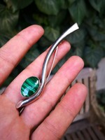 Szépséges malachit köves ezüst bross