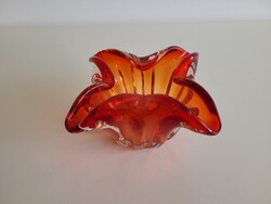 Old retro Czechoslovakian colored glass decorative plate mid century ashtray ashtray
