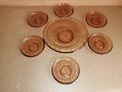 Retro Amber Glass Dessert Serving Set (2 pcs)