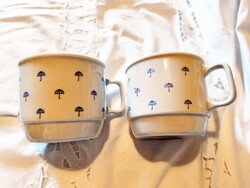 Zsolnay, retró,  esernyős, rakásolható bögre pár