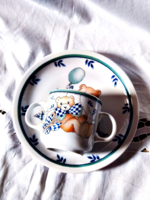 Villeroy & Boch macis, cicás, mozdonyos gyermek reggeliző étkészlet