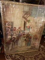 Vallási jellegű-akwarell Pomikula J. szign.- 1957. Bibliai jelenet-engedjétek hozzám a gyermekeket!