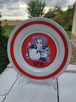 Hollóházi porcelán_extrém ritka, vintage " Szobi szörp" reklám falitányér
