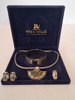 Stamped, Original Frey Wille Gustav Klimt Collection Pendant Necklace, Reif Bracelet, Earrings, Ring Set
