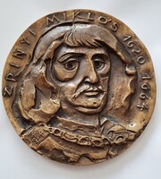 Gyula Kiss Kovács (1922-1984) Zrínyi Miklós 1620-1664, Double-sided Bronze Plaque from Zrínyi Miklós Military Academy in Gift Box