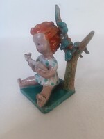 Antik art Deco Illés László kerámia olvasó kisfiú