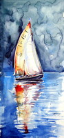 Sailboat -  watercolor painting - Sailboat-akvarell festmény