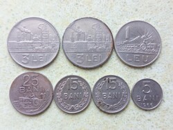 Románia 7 db Különböző Érme 5,15,25 Bani 1,3 Lej Lei 1960-1966