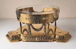 Art deco argentor copper fruit bowl, centerpiece, with original glass insert