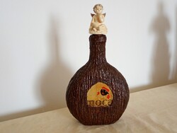 Dísz üveg puttó angyalka dugóval moca 5dl papírmasé fakéreg hatású bevonattal 1960- retro lakkozott