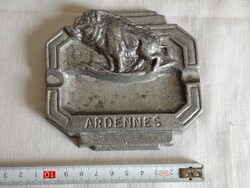 ARDENNES öntött alumínium hamutartó vaddisznó motívum retro Francia öntödék szuvenír ajándéktárgy