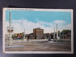 Régi  képeslap USA Hill to Hill Bridge Bethlehem Pennsylvania 1939