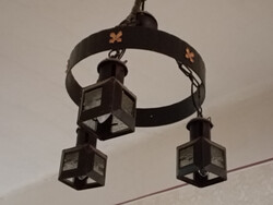 Antik kovácsoltvas mennyezeti csillár 3 ágú