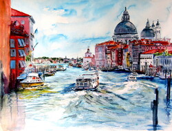 Venice -  watercolor painting - Velence-  akvarell festmény