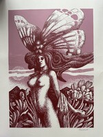 Ferenc Töreky (1922-2016): female nude with butterfly