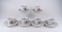 1X441 6 személyes DOUWE EGBERTS emblémás, rózsás Hollóházi porcelán kávéscsésze készlet