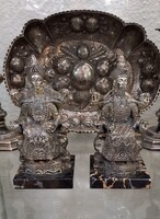 Antique Silver Statue - Chinese Emperor and Empress Pair