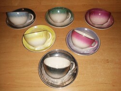 Retro iparművész kerámia színes kávéscsésze készlet 6 személyes (z-6)