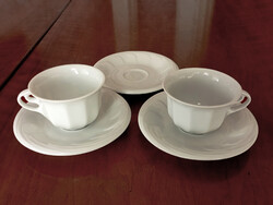 Hollóházi porcelán 2 db kávés csésze + 3 db alátét