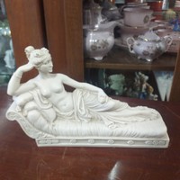 Szófán Fekvő Pauline Bonaparte Mint Vénusz Victri Akt Alabástrom,Zsírkő Figurális Szobor.Jelzett.