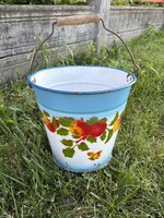 Rare Hollóházi Enamel Fruit Bucket - Vintage Nostalgia Water Bucket