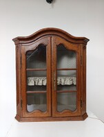 Antik barokk bútor tálaló üveges vitrin keményfa sarok szekrény 19. század 511 5446