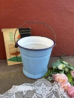 Rare Blue Enamel Small Bucket from Budafok - Rustic Folk Art Decor