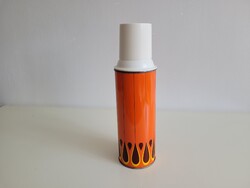 Régi retro üvegbetétes színes mintás termosz mid century