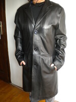 Fekete karcsúsított háromnegyedes női bőrkabát