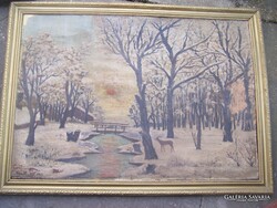 Nagy Sándor: Téli erdő (1943) Nagy méretű festmény!