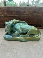 Zsolnay eozin fekvő bika / bölény