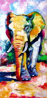 Walking majestic elephant - acrylic painting / Sétáló fenséges elefánt - akril festmény