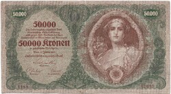 50000 korona kronen 1922 Ausztria Magyarország 5 jegyű sorszám eredeti állapot