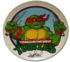 Retro trafikáru bazáráru jelvény kitűző TMNT TINI NINJA TEKNŐC RAFAEL nagy méret 6,5cm képek szerint
