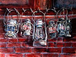 Hurricane lamp-  watercolor painting - Viharlámpa -  akvarell festmény