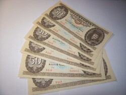 6 db 50 forint 1983 évjáratú. Sor követő. D049. Kép szerint
