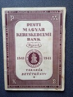 ZA634.7 Pesti Magyar Kereskedelmi Bank- betétkönyv   Újpest 1941 Horváth János