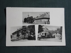 Képeslap,Szentlőrinc,Esterházy uradalmi kastély,városháza,templom,utca látkép,részlet,1956-