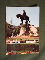 Képeslap,Románia,Cluj-Napoca,Kolozsvár,Statuia lui Matei Corvin,Mátyás király szobor,részlet,1979-
